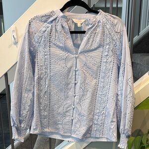 ADIVA Button Down with embroidered and lace details